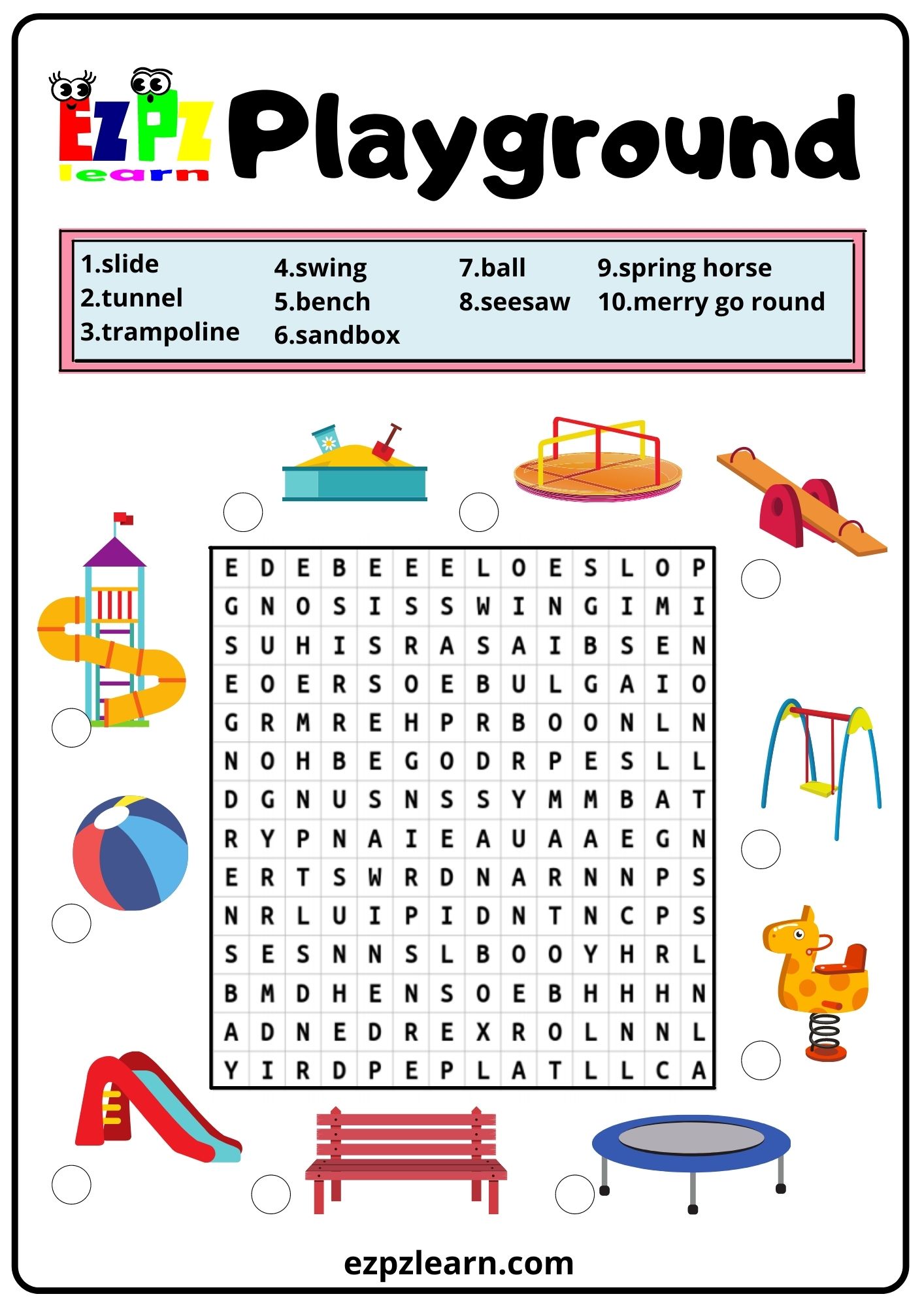 Playground Word Search 2